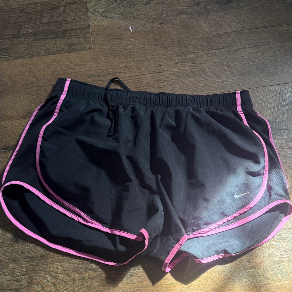 Nike Women's Athletic Shorts Black with Pink Accents - Picture 1 of 3